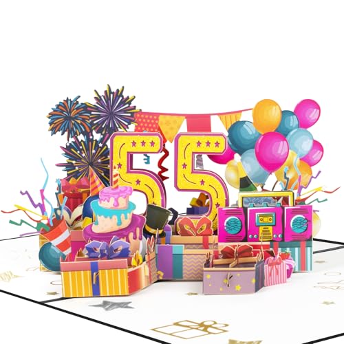 GREETING ART 55 cumpleaños regalo, tarjeta de cumpleaños de 55 años, tarjeta de cumpleaños pop...