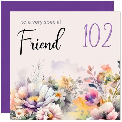 Tarjeta de cumpleaños número 102 para amigos, tarjeta de cumpleaños de amistad para mujer de 102...