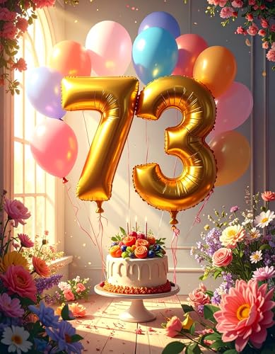 Genérico Tarjeta 73 Cumpleaños y Aniversario con Globos y Flores - Felicitación 73 Años para...