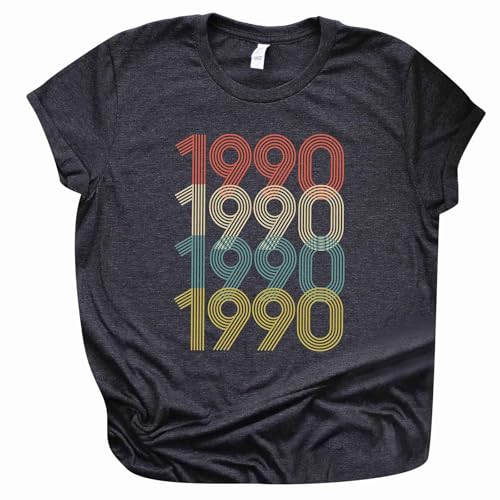 Camiseta casual de cumpleaños para mujer -1990 piezas originales camiseta linda camiseta de gran...