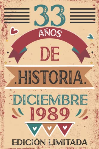 33 Años De Historia Diciembre 1989: Libro de visitas, cuaderno, 110 páginas de felicitaciones,...