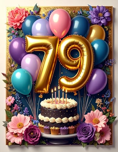 Tarjeta Felicitación Grande 79 Cumpleaños – 79 Años Mujer y Hombre A5