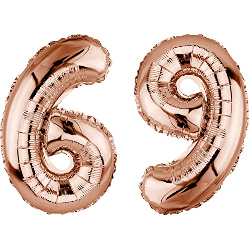DekoRex Globo de papel de aluminio, oro rosa, 82 cm, decoración para cumpleaños, aniversario, boda...