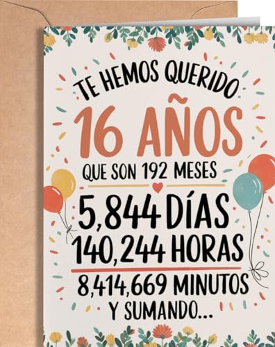 Tarjeta de 16 Cumpleaños - Tarjeta de Felicitación Graciosa para alguien que cumple 16 años -...