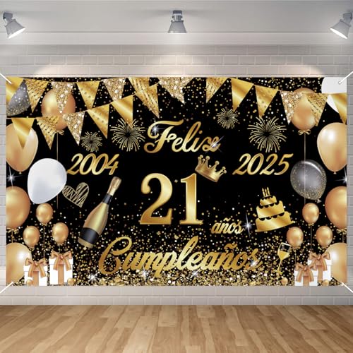 Pancarta Feliz Cumpleaños 21 Anos 2004-2025, Seutgjie Happy Birthday Decoracion para Mujer Hombre...