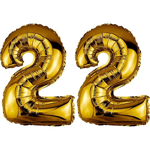 DekoRex Globo dorado 82 cm Globo cumpleaños Fiesta boda (Número 22)