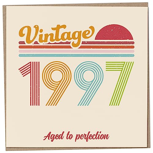 Mug Monster Tarjeta de cumpleaños número 26 – Vintage 1997 Aged to Perfection, divertida tarjeta...