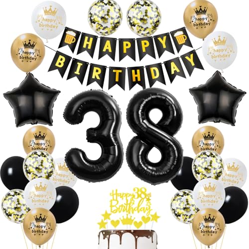 decoracion 38 años cumpleaños hombre mujer, oro negro decoracion de fiesta 38 años cumpleaños...