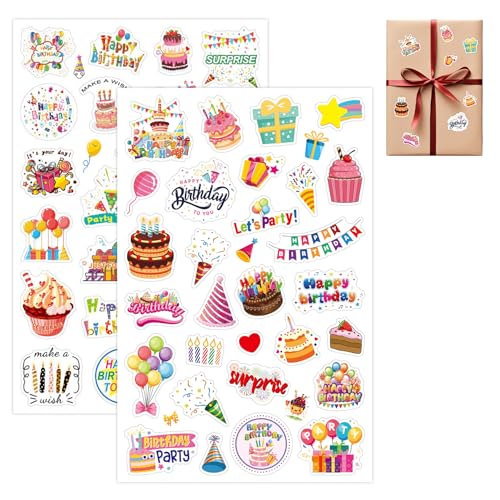 2 páginas con 54 diseños como pegatinas de cumpleaños, pegatinas de cumpleaños, libro de...