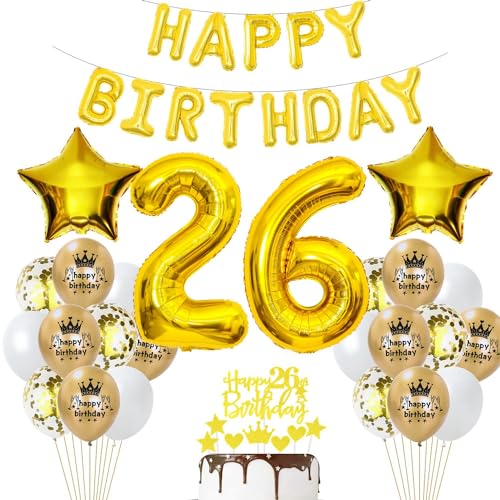 Globos 26 cumpleaños decoración oro 26 cumpleaños Mujer Globos oro 26 cumpleaños Hombre Mujer...