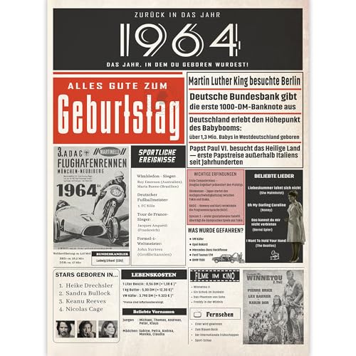 Tarjeta de cumpleaños de 1964, regalo personal con eventos del año de nacimiento, regalo de...