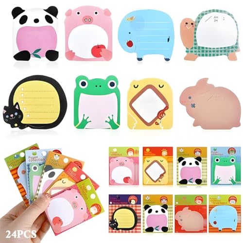 24 piezas 8 Estilos Notas Adhesivas de Animales, Notas Autoadhesivas, Mini Sticky Notes Blocs de...