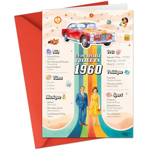 FestySpark - Regalo de cumpleaños original – Un increíble viaje en 1960 – Idea de regalo de 66...