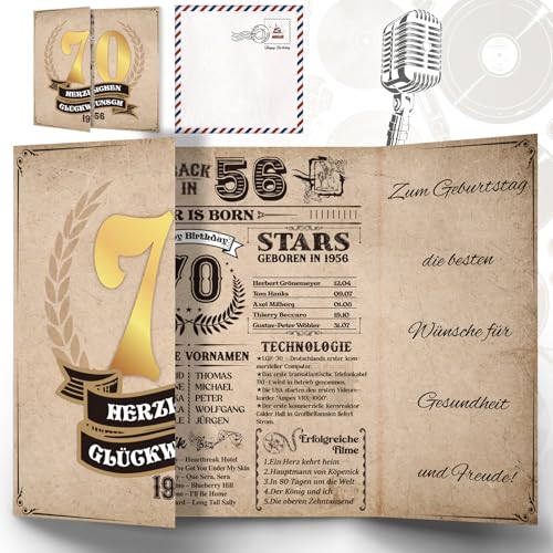 Thboxes Tarjeta de cumpleaños 70, Back in 1956, tarjeta de felicitación de 70 cumpleaños