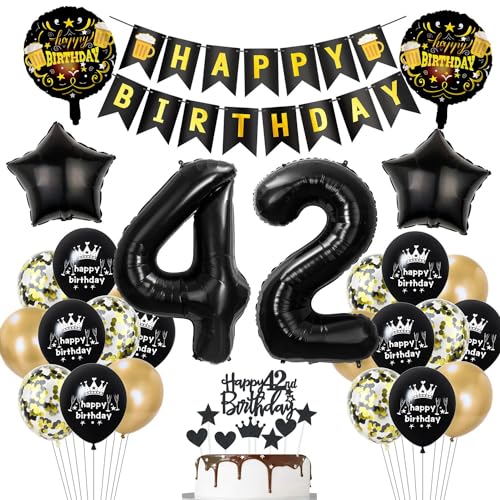 globo cumpleanos 42 años negro,globo cumpleanos 42 años oro negro,globo cumpleanos 42 años hombre...