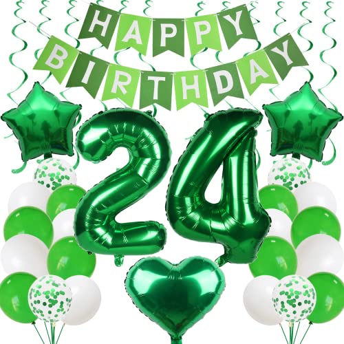 24 Globo 24 Cumpleaños Hombre Mujer Verde 24 Años Cumpleaños Hombre Decoración 24 Cumpleaños Decoración Globos Verdes 24 Cumpleaños Hombre Mujer Decoración Verde 24 Años Decoración Fiesta 24 Cumpleaño