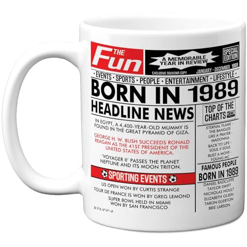 Taza de café de cerámica de 35 cumpleaños para hombres y mujeres, con texto en inglés 'Born in...