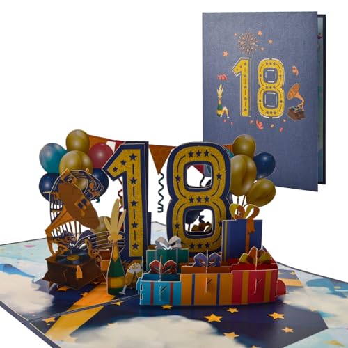 AIBAOBAO 18 Años Tarjeta de Cumpleaños 3D, Tarjeta de felicitación sorpresa para cumpleaños, 3D...