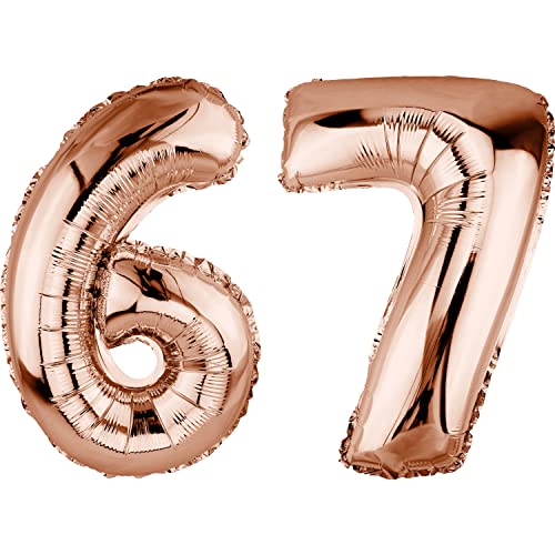 DekoRex Globo de papel de aluminio, oro rosa, 82 cm, decoración para cumpleaños, aniversario, boda...