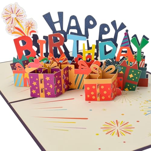 AIBAOBAO Tarjeta Felicitacion Cumpleaños 3D, Pop-up Tarjetas Cumpleaños con Happy Birthday Caja,...