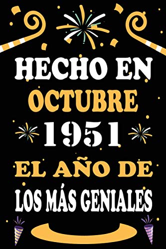 Hecho En Octubre 1951 El Año De Los Más Geniales: 69 años. Libro de visitas, cuaderno, 110...