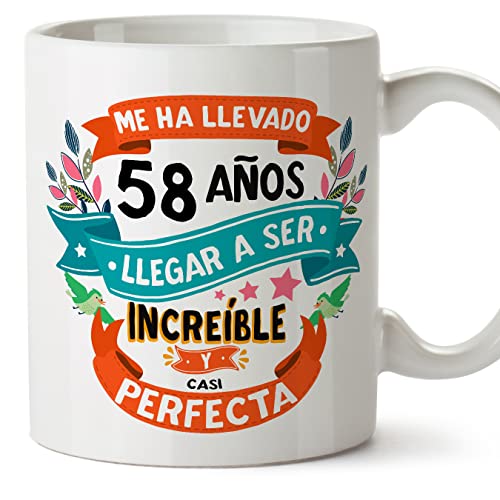 MUGFFINS Tazas 58 Cumpleaños - En Español - Me ha llevado 58 años llegar a ser increíble - 11 oz - Regalo original y divertido