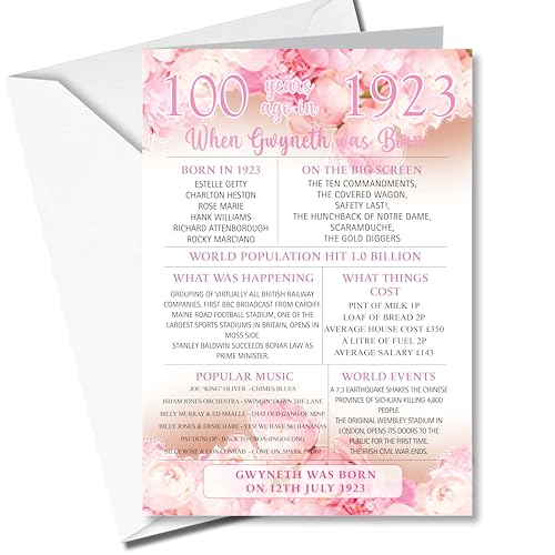 1923 Facts 157 - Tarjeta de felicitación de cumpleaños personalizable para cumpleaños número...