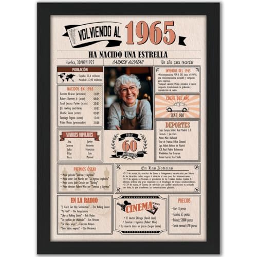 1965 / Con 5 campos Personalizables / Tarjeta Regalo Cumpleaños / 60 Aniversario / Año de...