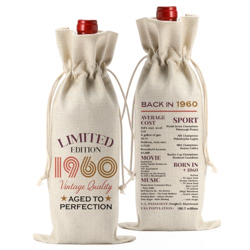 FBCCZEY Divertidos regalos de 65 cumpleaños para mujeres y hombres, bolsa de vino, regalos de...