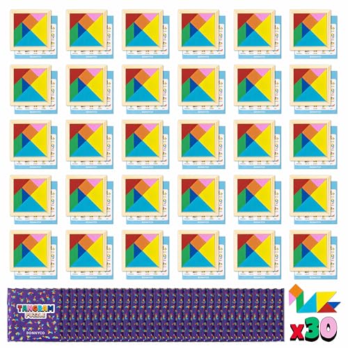 BONNYCO Tangram Infantil Pack 30 Regalos Cumpleaños Niños Colegio. Detalles Cumpleaños Niños,...
