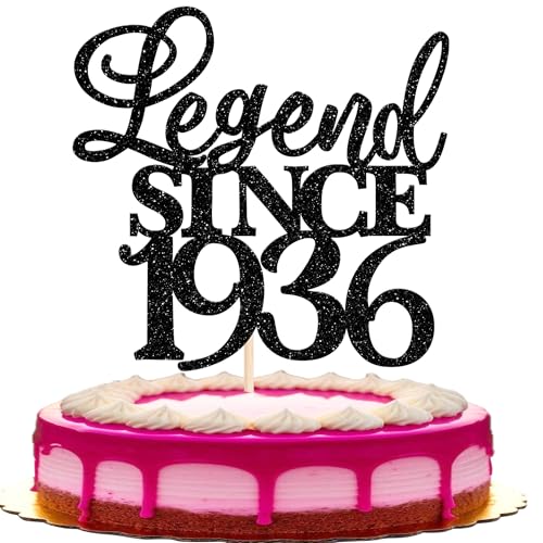 Xsstarmi 1 paquete de decoración para tarta de 90 cumpleaños con purpurina Legend Since 1935,...