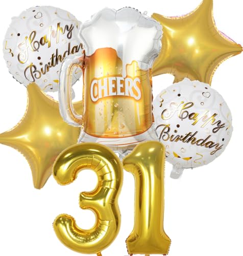 Decoracion Cumpleaños 31 años, Globos de Cumpleaños 31 años Dorado, Globos 31 Cumpleaños...