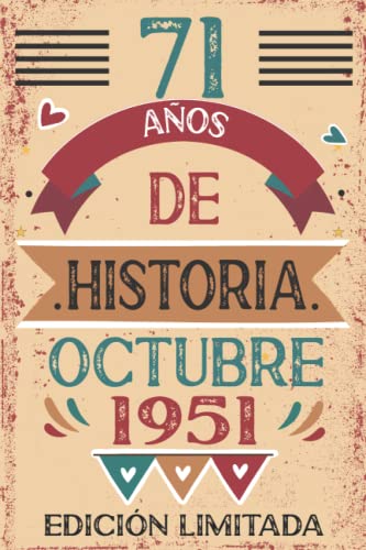 71 Años De Historia Octubre 1951: Libro de visitas, cuaderno, 110 páginas de felicitaciones, idea...