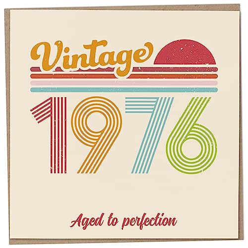 Tarjeta de cumpleaños 47 – Vintage 1976 Aged to Perfection, divertida tarjeta de felicitación para hombres y mujeres, tarjetas de cumpleaños para mujeres, tarjetas de cumpleaños para hombres, tarjeta