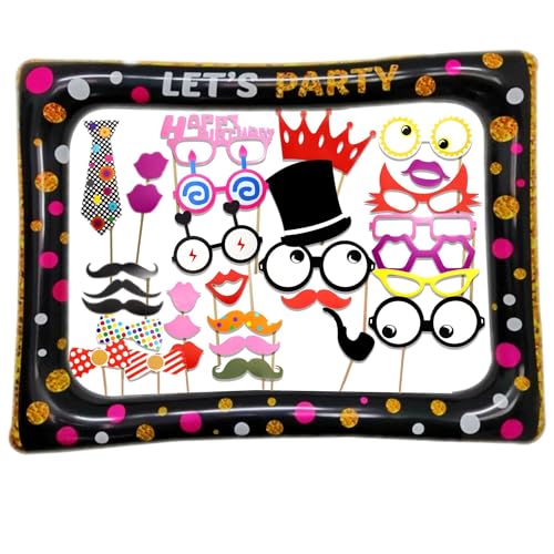 JZK 32x Party Photo Booth Foto Prop fotomatón de Fiesta Accesorios con Marco Fotos Grande, Bigote...
