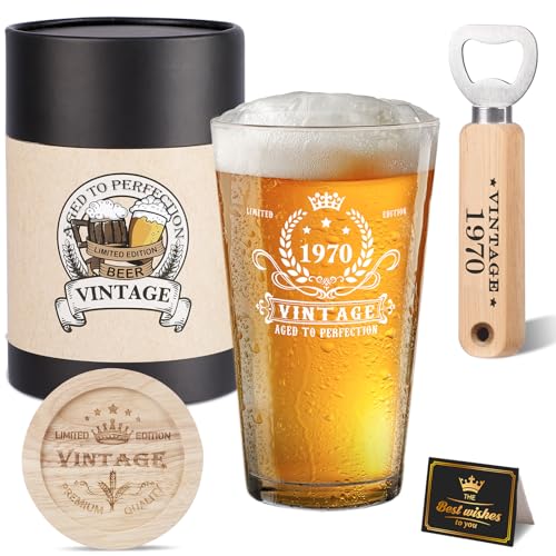 Regalos para hombre de 55 cumpleaños, vintage 1970, abridor de botellas de madera, caja de regalo...