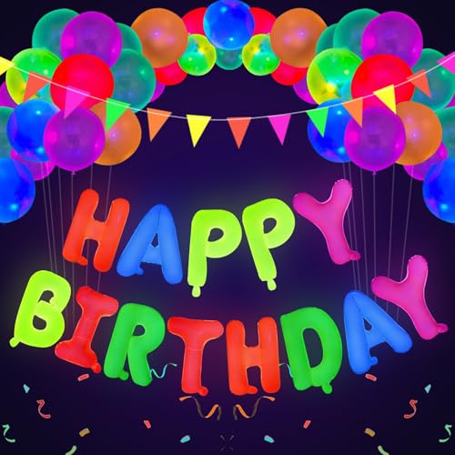 Juego de decoración de fiesta de neón, 64 unidades, luz negra, decoración de neón, accesorios de...