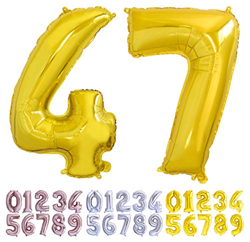 Globo numero 47 o 74 oro. Globos Gigante números 4 7 fiestas cumpleaños decoración fiesta...