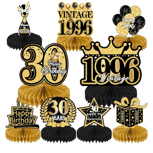 Bubaxuce 9 Piezas Decoraciones para El 30 Cumpleaños Adornos De Mesa Vintage 1996 Decoración con...