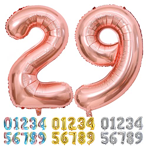 Ponmoo Foil Globo Número 29 92 Oro Rosa, Gigante Numeros 0 1 2 3 4 5 6 7 8 9 10-19 20-29 30 40 50...