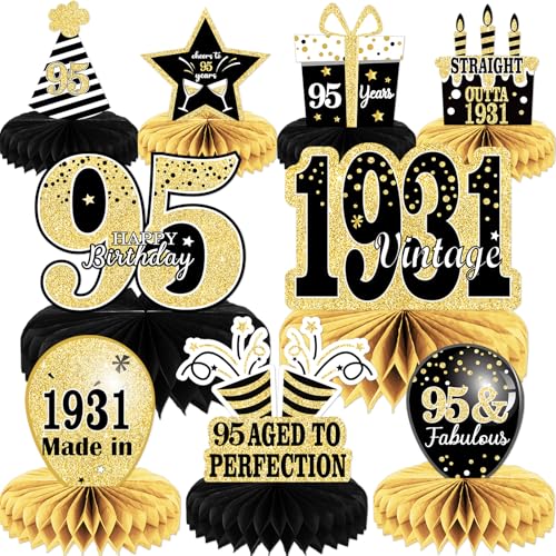 9 piezas de decoración de 95 cumpleaños centros de mesa para decoración de mesa 2024 vintage 1929...