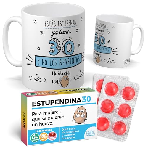 mundohuevo Pack Regalo 30 Cumpleaños Mujer: Taza Divertida “Estás Estupenda y No los...