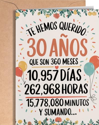Tarjeta de 30 Cumpleaños - Tarjeta de Felicitación Graciosa para alguien que cumple 30 años -...
