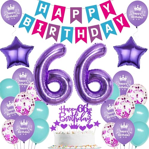 Globos 66 años morado,Decoracion cumpleaños 66 años mujer,Globos Cumpleãnos 66 morado,Decoracion...