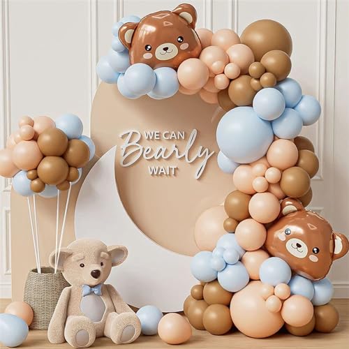 HLEIUKT Kit Guirnalda Globos, 95 piezas Azul Marrón Arco de Globos, Decoración Cumpleaños Arco...