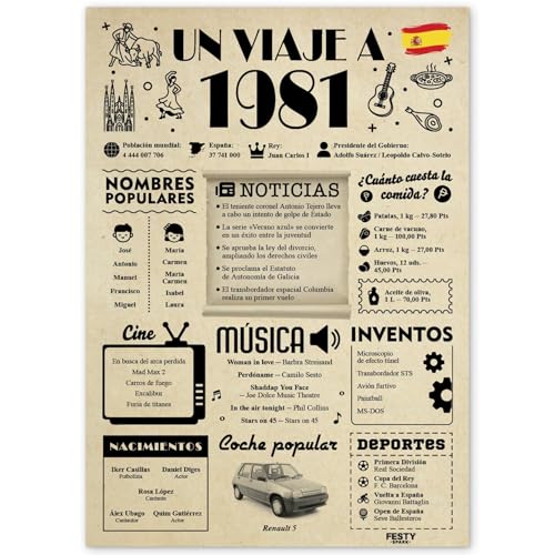 FestySpark Regalo 45 Cumpleaños Mujer - Regalos Originales 45 años Hombre - Tarjeta 45...