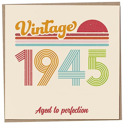 Tarjeta de cumpleaños 78 – Vintage 1945 Aged to Perfection, divertida tarjeta de felicitación para hombres y mujeres, tarjetas de cumpleaños para mujeres, tarjetas de cumpleaños para hombres, tarjeta