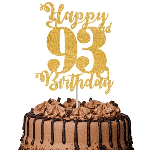 1 decoración para tarta de cumpleaños 93 con purpurina para 93 años, 93 fabulosa decoración para...