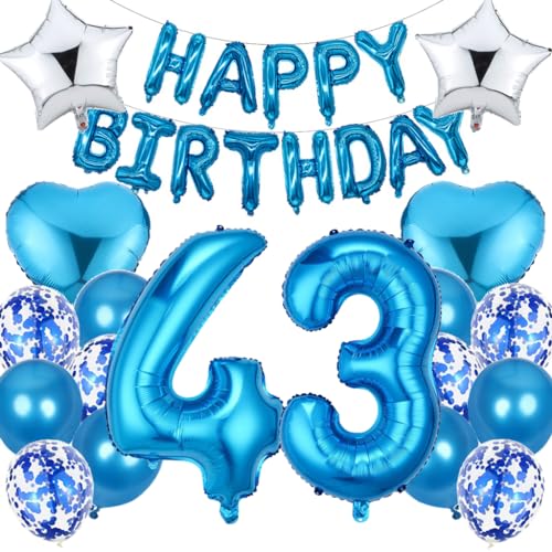 Ouceanwin Decoración Cumpleaños 43 años Hombre, 43 años Globos de Cumpleaños Hombre, 43 años...
