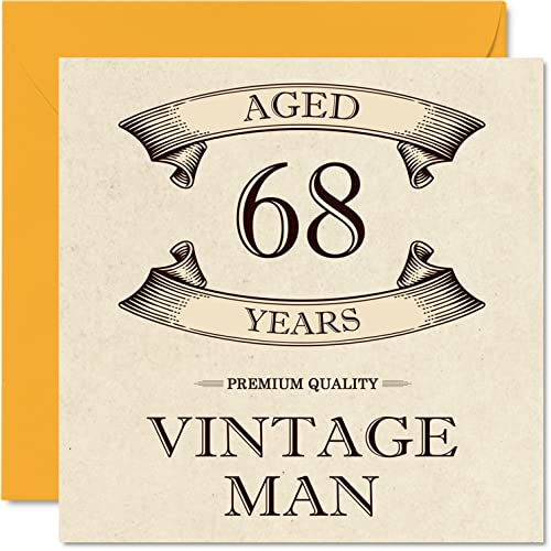 Stuff4 Tarjetas vintage de 68 cumpleaños para hombres, 68 años, divertida tarjeta de cumpleaños...